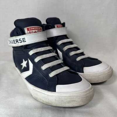 Camisetas altas Converse Pro Blaze con correa de cuero para jóvenes 4 azul marino 670508C con cordones Foto 1 de 4