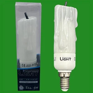 8x 5W CFL Wax Drip Effect Real Candle Light Bulbs, Daylight White 6400K, SES E14 - Picture 1 of 10