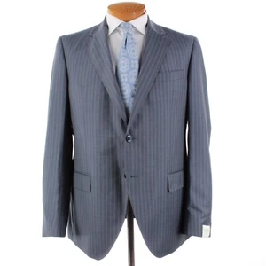 L.B.M. Sartoria NWT Wool/Silk Loro Piana Suit 54L (44L US) Gray & Blue Striped - Picture 1 of 12