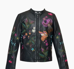 Faux Leadther Moto Jacket W/Embroidery Detail!! Brand New!! Retail Price: $118 - Picture 1 of 2