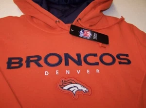 Denver Broncos Orange Hooded Embroidered Sweatshirt Medium New w Tags - Picture 1 of 2