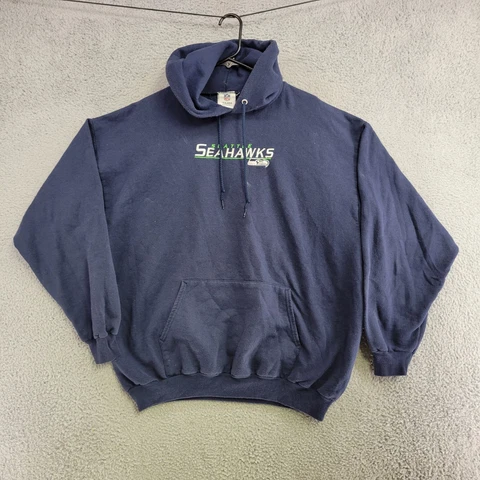 Seattle Seahawks Hoodie Mens XL Extra Large Dark Blue Pullover Sweater Pocket Cover