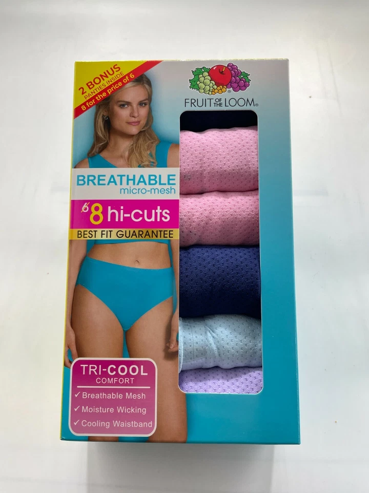 FRUIT OF THE LOOM WOMEN'S MICROMESH HI-⁠CUT, 8 PACK - Image 1 of 1