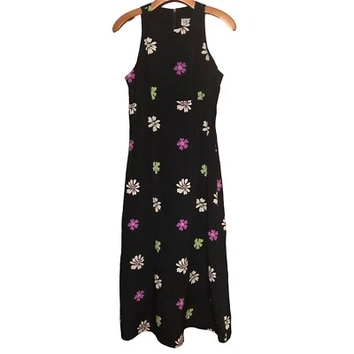 Maxi Vestido De Colección La Belle Talla 7 Negro Estampado Floral Sin Mangas Retro Femenino EE. UU. Foto 1 de 4