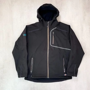 Dickies Rain Jacket Men Sz XL Black Softshell Hooded Oversized Workwear Coat - Picture 1 of 10
