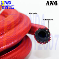 NYLON+STEEL RUBBER BRAIDED AN6 6AN -6 06 OIL GAS WATER FUEL LINE HOSE 10FEET RED