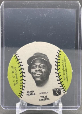 1977 BURGER CHEF FUN MEAL DISCS MLB #NNO Lenny Randle Texas Rangers MSA EXMT - Image 1 of 2