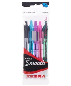 Zebra Z-Grip Smooth Ballpoint Pens - Pack of 5 Assorted Cols 02427 - Picture 1 of 1