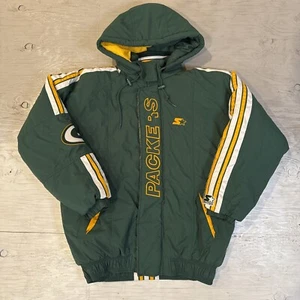 Chaqueta con Capucha Cremallera Completa Green Bay Packers Línea Pro Starter NFL Años 90 De Colección Talla M - Imagen 1 de 24