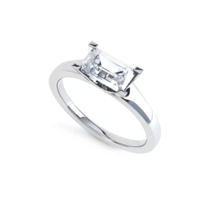 White Gold Diamond Ring Emerald Cut Lab Grown  1 Carat IGI Certified 18k Size 7 - Picture 1 of 10