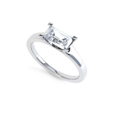 Diamant Damen Ring Lab Grown Smaragdschliff 1 Karat IGI Zertifiziert 950 Platin - Bild 1 von 4