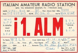 QSL QSO Card CB HAM Radio PostCard 1960 Italian Amateur i1.ALM Firenze Italy - Picture 1 of 2
