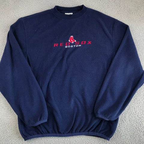 Boston Red Sox Sweater Men's Medium Blue Embroidered Pullover Crew Neck Lee Cover