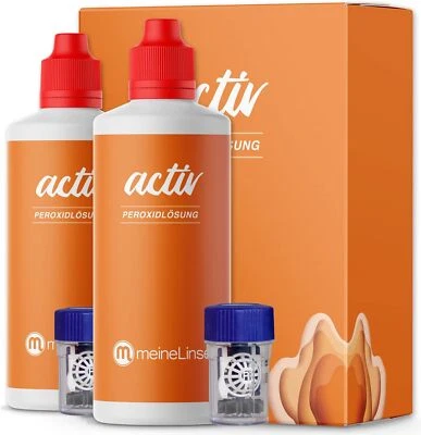 meineLinse activ Peroxidlösung Doppelpack 2 x 360ml + 2 Behälter NEU + OVP