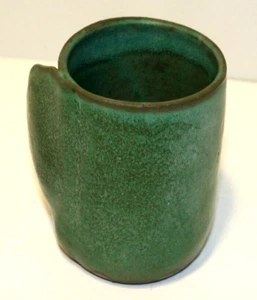 Unusual Arts & Crafts Nouveau Matt Green Glazed Art Pottery Coffee Mug - Picture 1 of 7