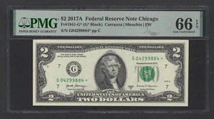 United States-Federal Reserve 2 Dollars 2017A Fr#1941-G* (G* Block) UNC Grade 66 - Picture 1 of 2