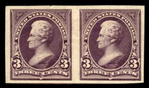 CERT PF - #268P5 3c Jackson - VF-XF og vLH - COPPIA PROVA su carta francobollo - Foto 1 di 2