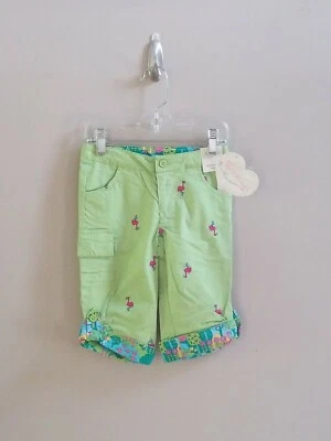 Girls Boutique HARTSTRINGS Green Flamingo Capri Pants Sz 4T NWT - Image 1 of 4