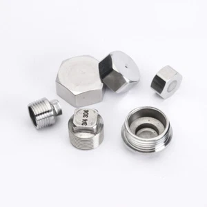 Tapón de extremo de enchufe de acero inoxidable BSP 1/2" 3/4" 1" macho hembra roscado accesorios de tubería - Imagen 1 de 8