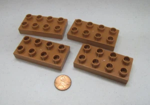 Lego Duplo 4 Thin 2X4 Tan Light Brown Bricks Blocks Building Block House Castle - Picture 1 of 3