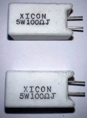 Resistencia de potencia de cemento cerámico radial de 100 ohmios y 5 vatios XICON paquete de (2) 5 W 100 J Foto 1 de 4