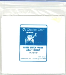 Charles Craft White Aida 11 Count 12" x 18" 100% Cotton Cross Stitch Fabric NIP - Picture 1 of 3