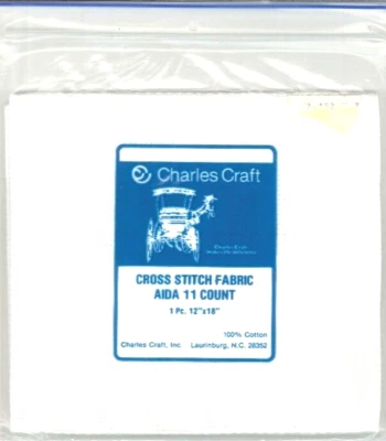 Charles Craft White Aida 11 Count 12" x 18" 100% Cotton Cross Stitch Fabric NIP - Image 1 of 3