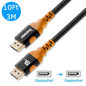 8K DisplayPort 1.4 Cable 10ft, Braided DP to DP 8K@60Hz,4K@144Hz,HBR3, 32.4Gbps - Picture 1 of 8