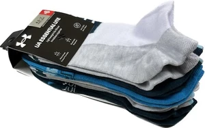 Under Armour Kids 6 Pk White Blue No Show Polyester UA Essential Lite Sock Set M - Picture 1 of 3