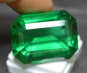 118 Cts Certified Natural Green Colombian Emerald Loose Emerald Cut Gemstone - Picture 1 of 23
