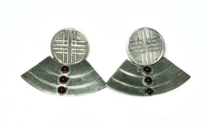 Pendientes colgantes Estate de plata de ley con abanico de cornalina - Imagen 1 de 7