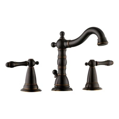 Grifo de lavabo Oakmont de acero inoxidable con 2 manijas en bronce Foto 1 de 3