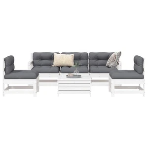 Vidaxl Gartenmöbel Sofa Garnitur Lounge Sitzgruppe 6-tlg. Weiß Massivholz Kiefer - Bild 1 von 10