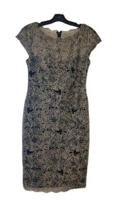 Joseph RIBKOFF Spitzenkleid Gr. 6 schwarz & silber metallic Flügelärmel Abend formell - Bild 1 von 8