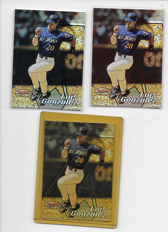 2002 Bowman Best Luis Gonzalez Gold, Red and Blue Insert - Image 1 of 1