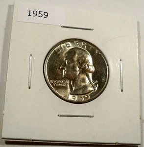 1959-P BU WASHINGTON REVERSE TYPE B QUARTER SILVER 25c NICE LIGHT GOLD TONE - Picture 1 of 4