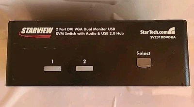 StarTech SV231DDVDUA KVM Switch 2-Port Dual Monitor DVI VGA USB Audio Hub - Image 1 of 4