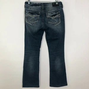 Pantalones de mezclilla elásticos plateados Suki Mid Boot 28x33 ALTERADOS (Act 29W 29L) para mujer - Imagen 1 de 12