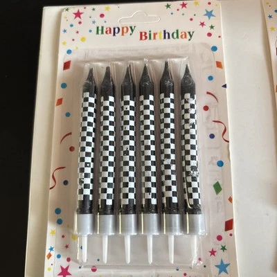 Velas de cumpleaños blanco y negro 6pk fiesta boda mesa decoración suministros Foto 1 de 2