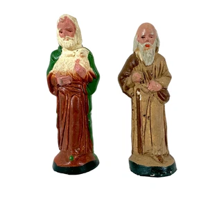 (2) Statuine di ricambio per presepe vintage in gesso - Alto 3,5" - Foto 1 di 7