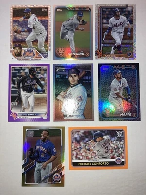 Lote de 8 tarjetas de béisbol premium paralelas y refractores de los Mets de Nueva York Foto 1 de 2
