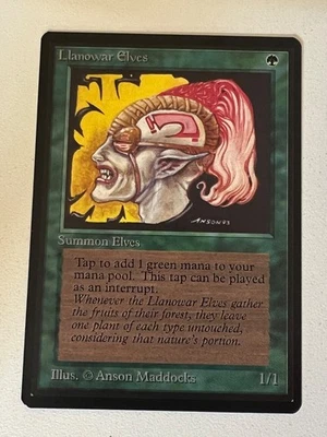 Magic the Gathering MTG Beta Llanowar Elves NM  (Beta Bob) - Image 1 of 2