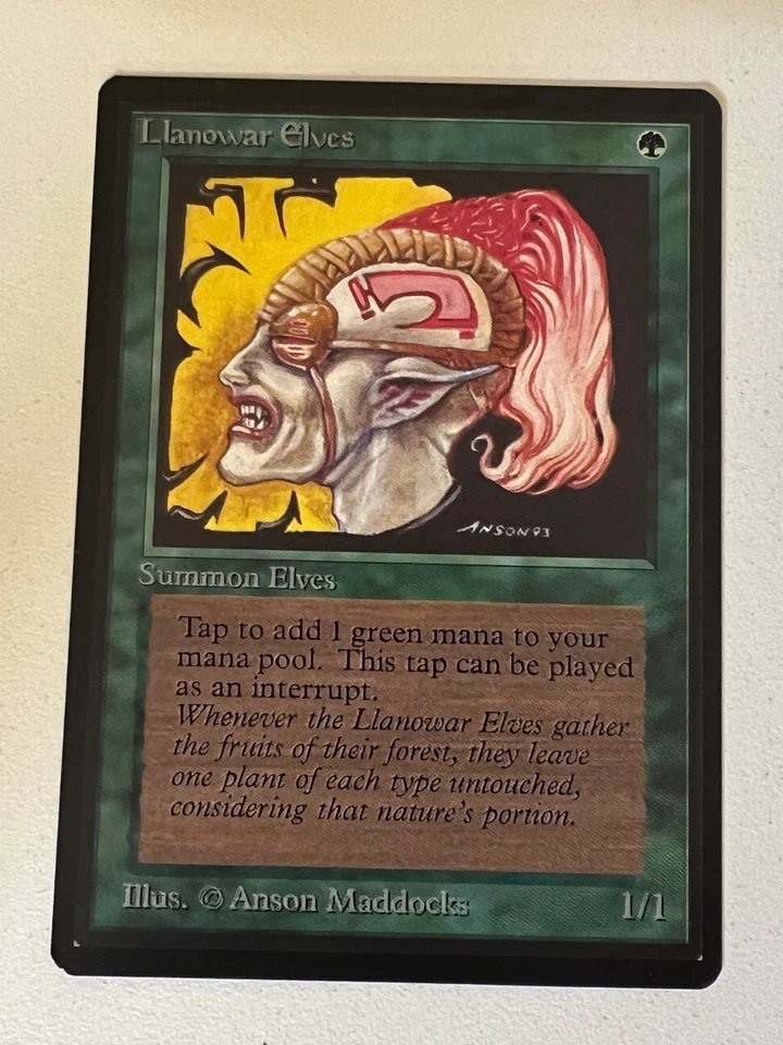 Magic the Gathering MTG Beta Llanowar Elves NM  (Beta Bob) - Image 1 of 2