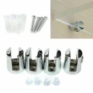 4Pcs Shelf Support Glass Brackets Clamp Glass Plated Brackets Zinc Chrome Alloy - Picture 1 of 6
