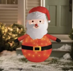 Light-Up Medium Santa Fabric & Metal Pop-Up Decoration, 35in x 48in - Picture 1 of 3