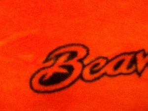  x 58/60" College Fleece Oregon Beavers Helmet OSU Basketball Orange OS-035  BTY - Picture 1 of 4