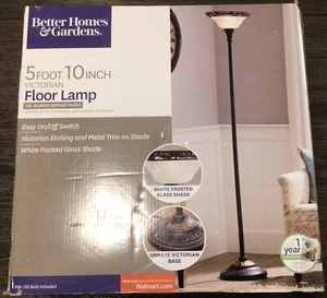 NOS New 70" Victorian Floor Lamp Etched Glass Shade Bronze Color Home Decor - Picture 1 of 7