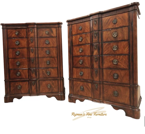 Pair Contemporary Flame Mahogany Large Plantation 8 Drawer Chests Cover