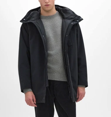 Aspesi F/W 24-25 'Liam' Black Insulated Technical Fabric Parka with Hood L Coat - Image 1 of 4