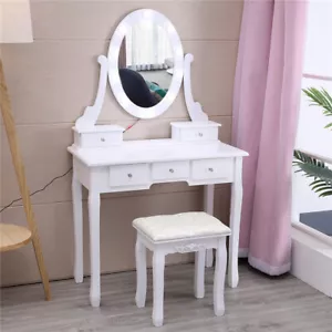 Vanity Table 10 LED Lights Makeup Dressing Desk Set 5 Drawers Bedroom Vanities - Picture 1 of 10